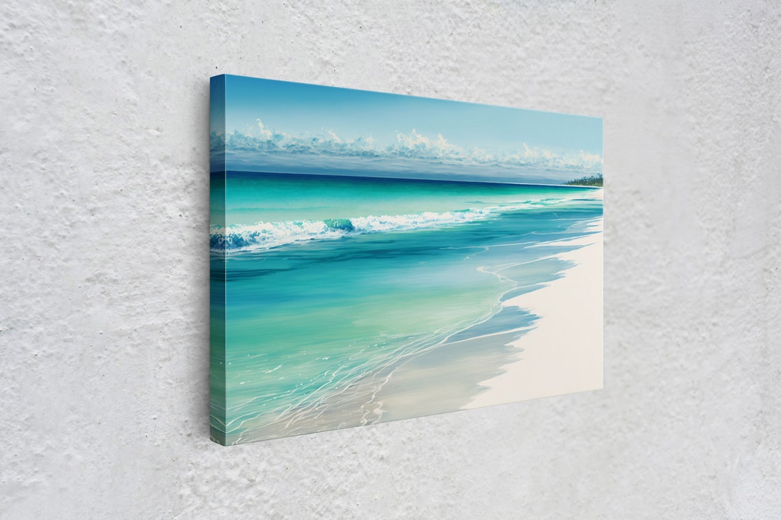 Serene Turquoise Ocean White Sand Gentle Waves Calm Beach Art Poster - Image 4