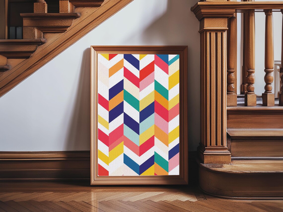 Pastel Chevrons Wall Art Framed Print Wood Framed Wall Art Framed Wall Art Gift Idea Home Decor Tire Track Print - Image 4