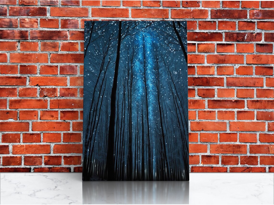 Birch Tree Forest At Night, Boho Minimalist Art Print - Image 3