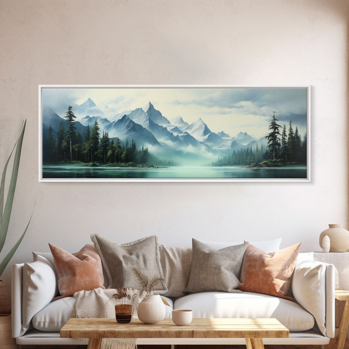 Mountain Lake Oil Landscape, Nature Art Print - Image 5