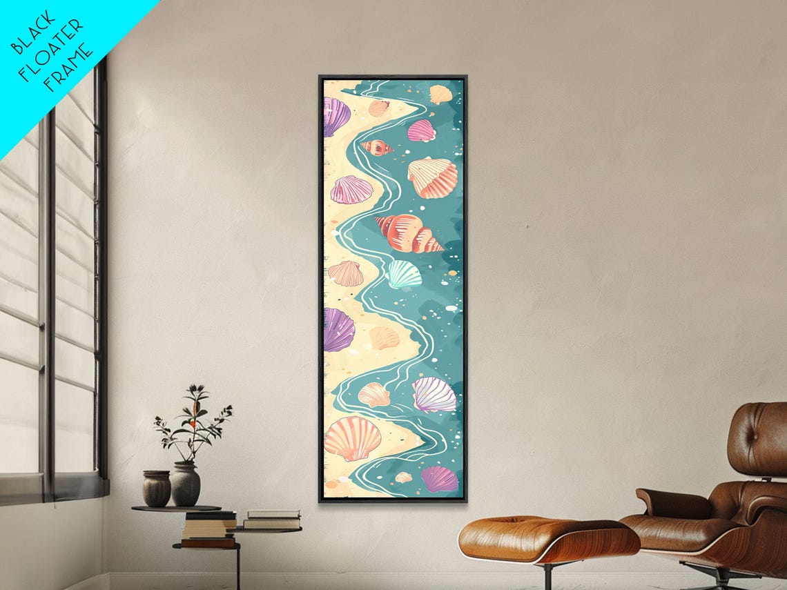 Seashells Shoreline Pastel Waves Beach Japanese Coastal Art Poster - Image 3