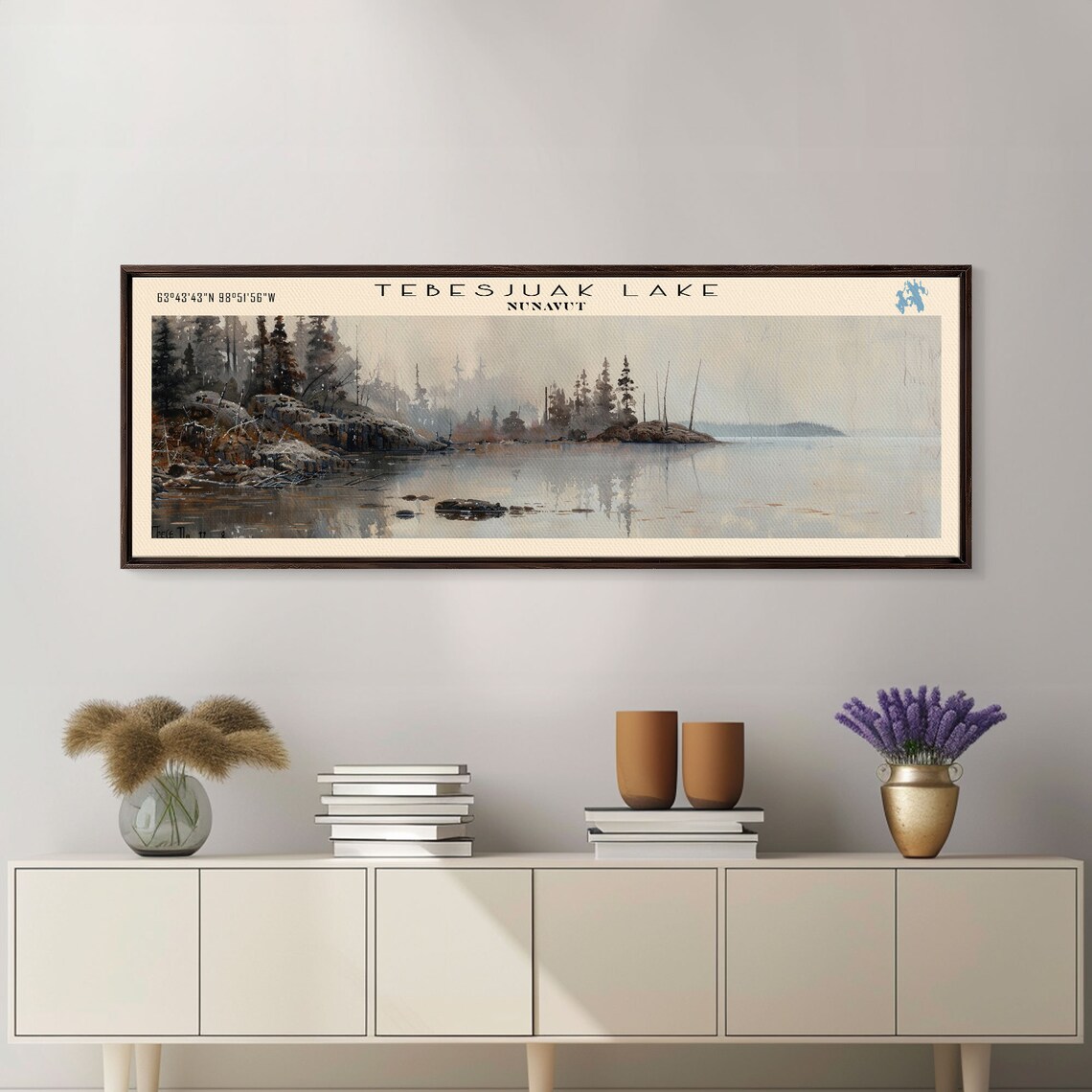 Tebesjuak Lake Nunavut Foggy Boreal Shore Pine Forest Travel Poster - Image 4