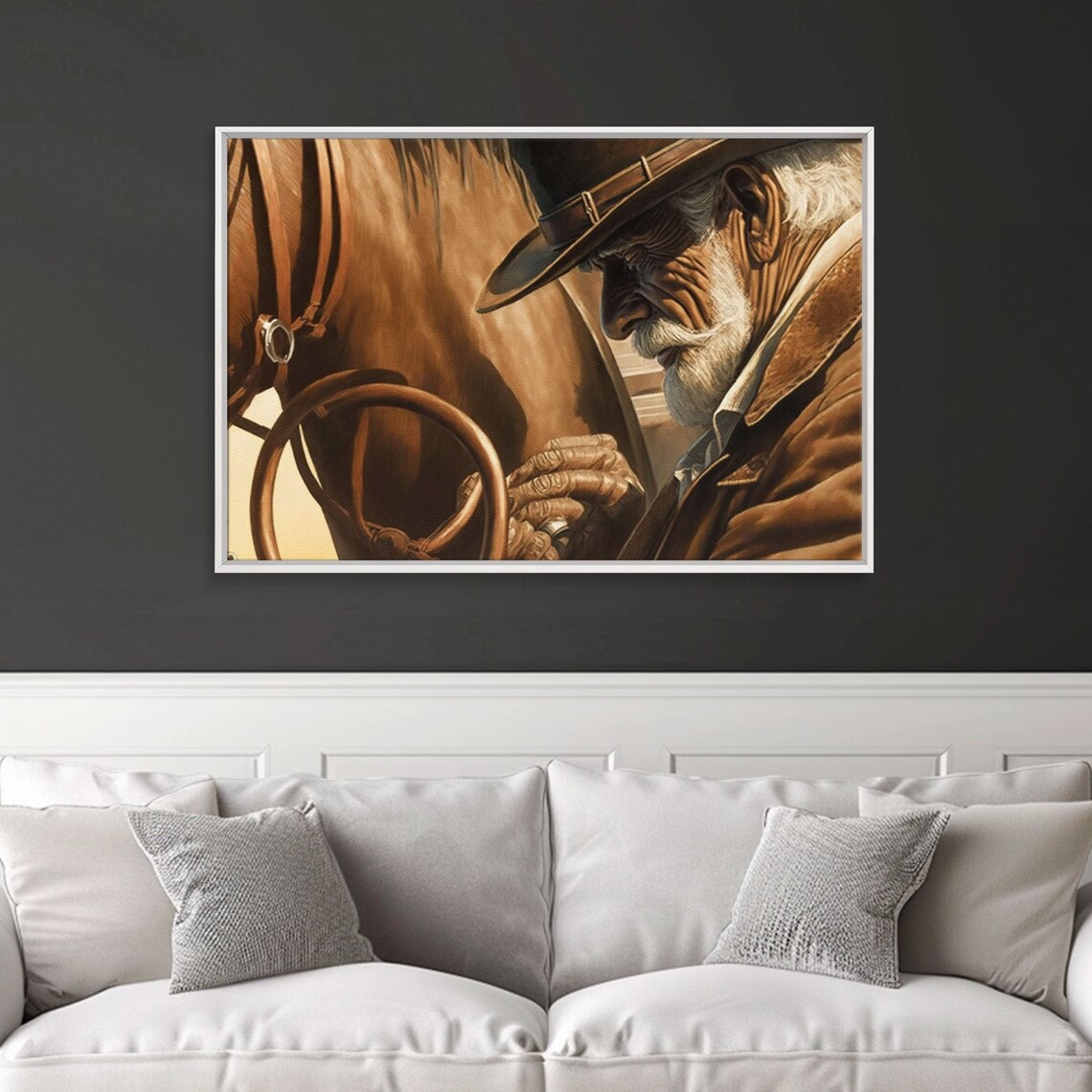 Old Cowboy Adjusting Saddle Sepia Tone Horse Western Art Wall Poster - Image 4
