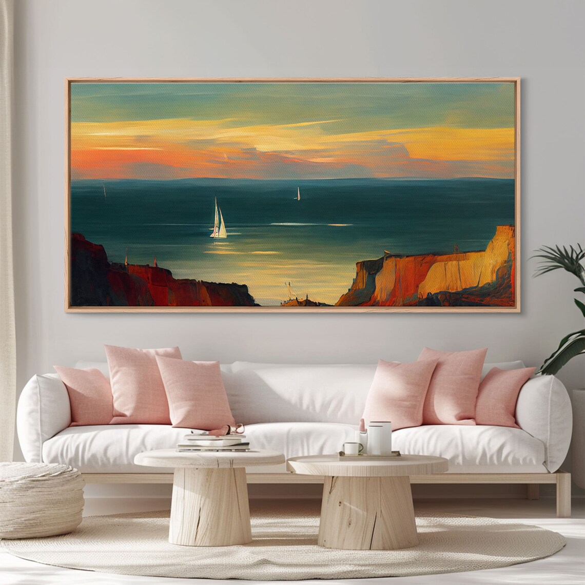 Sailboats at Sunset Watercolor Art Print, Lake House - Image 5