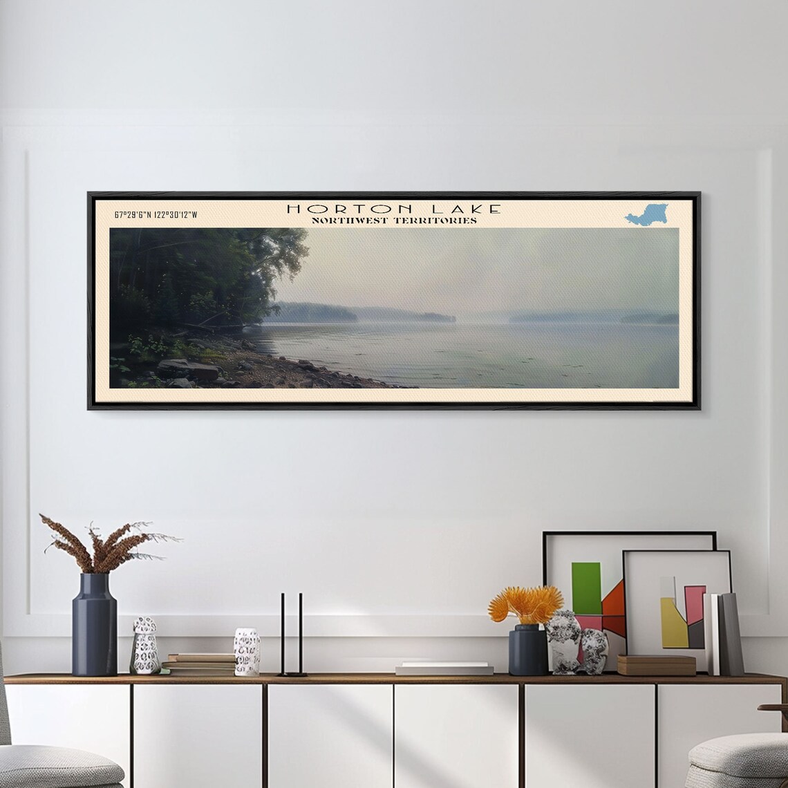 Horton Lake Northwest Territories Misty Forest Foggy Shoreline Poster - Image 5