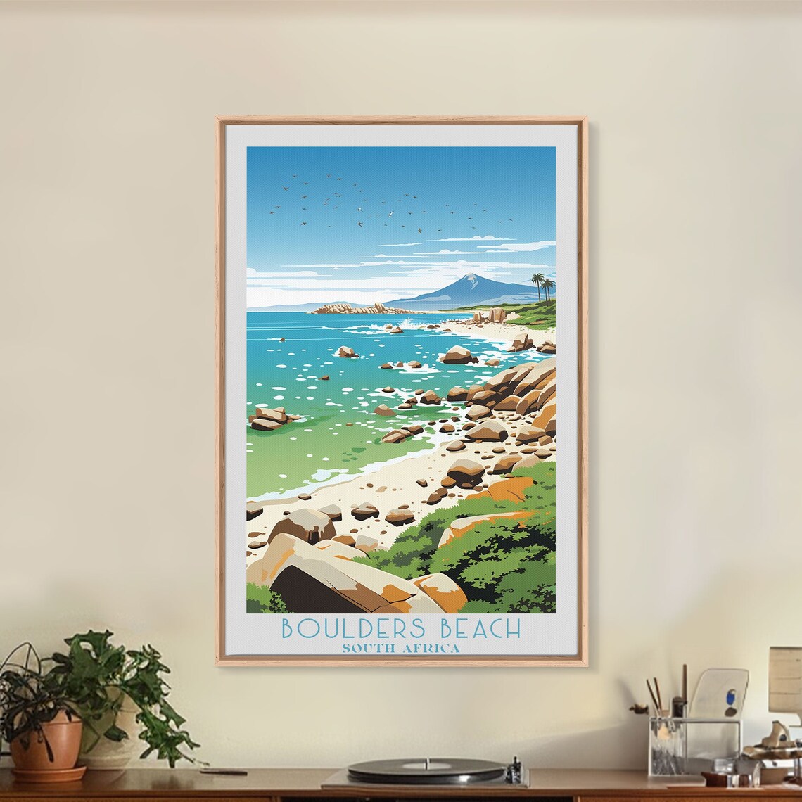 Boulders Beach South Africa Rocky Shore Turquoise Waves Poster - Image 6