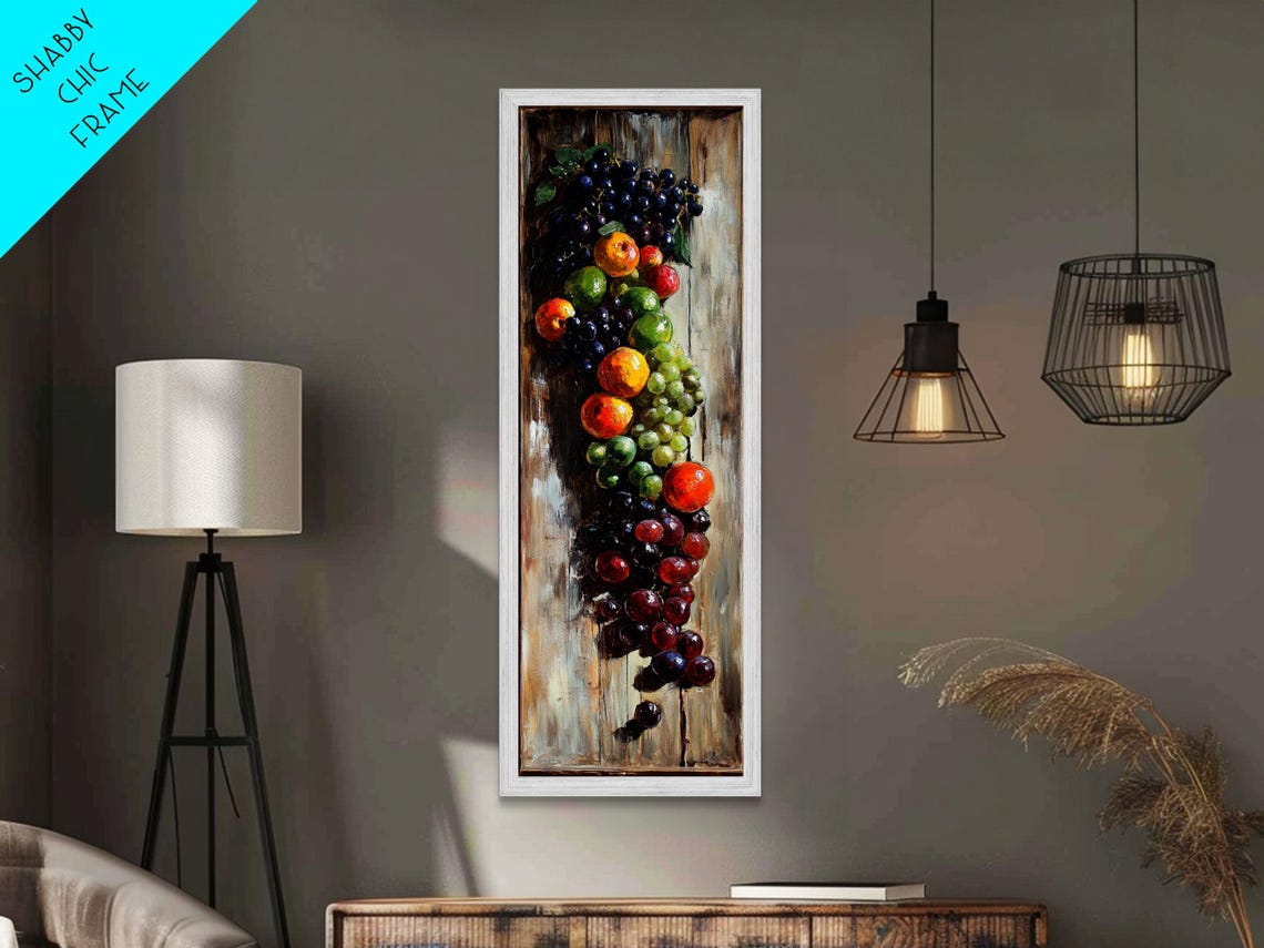 Retro Kitchen Wall Art Still Life Painting Of Fruit Print Narrow Art Narrow Wall Art Tall Skinny Art Skinny Narrow Wall Art