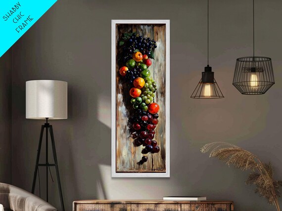 Retro Kitchen Wall Art Still Life Painting Of Fruit Print Narrow Art Narrow Wall Art Tall Skinny Art Skinny Narrow Wall Art