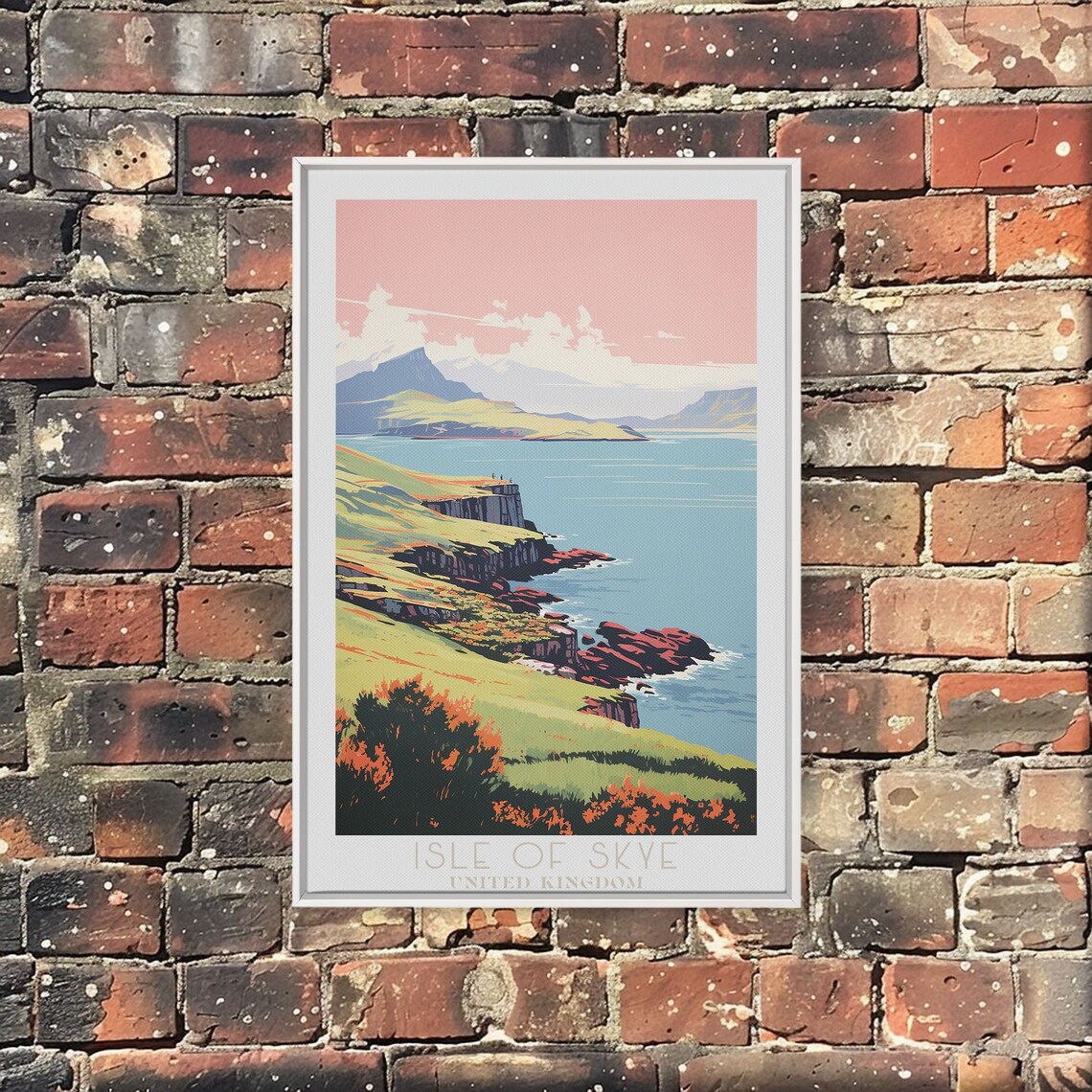 Isle Of Skye Scotland Dramatic Cliffs Pink Sunset Coast Travel Poster - Image 6