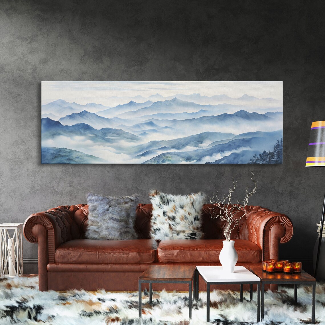 Blue Ridge Mountains Watercolor Landscape Art Print - Image 3