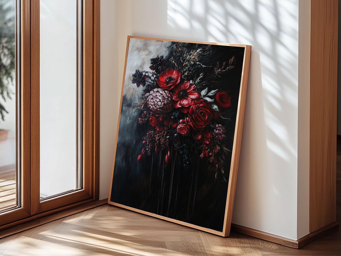 Blood Roses, Dark Academia Halloween Art Print