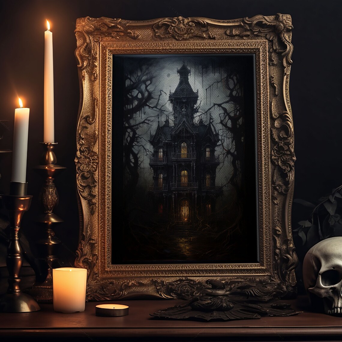 Haunted Victorian Mansion Halloween Art Print - Image 5