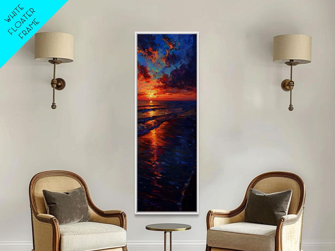 Vibrant Ocean Sunset Golden Reflection Waves Impasto Painting Poster - Image 5