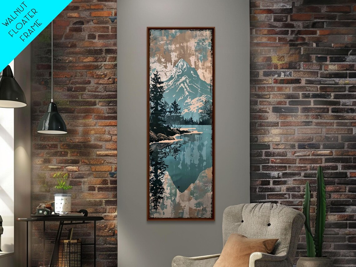 Snowy Mountain Peak Lake Reflection Vintage Style Travel Poster - Image 5
