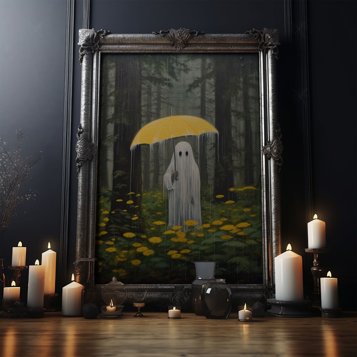 Ghost In The Rain Vintage Art Print, Dark Academia - Image 4