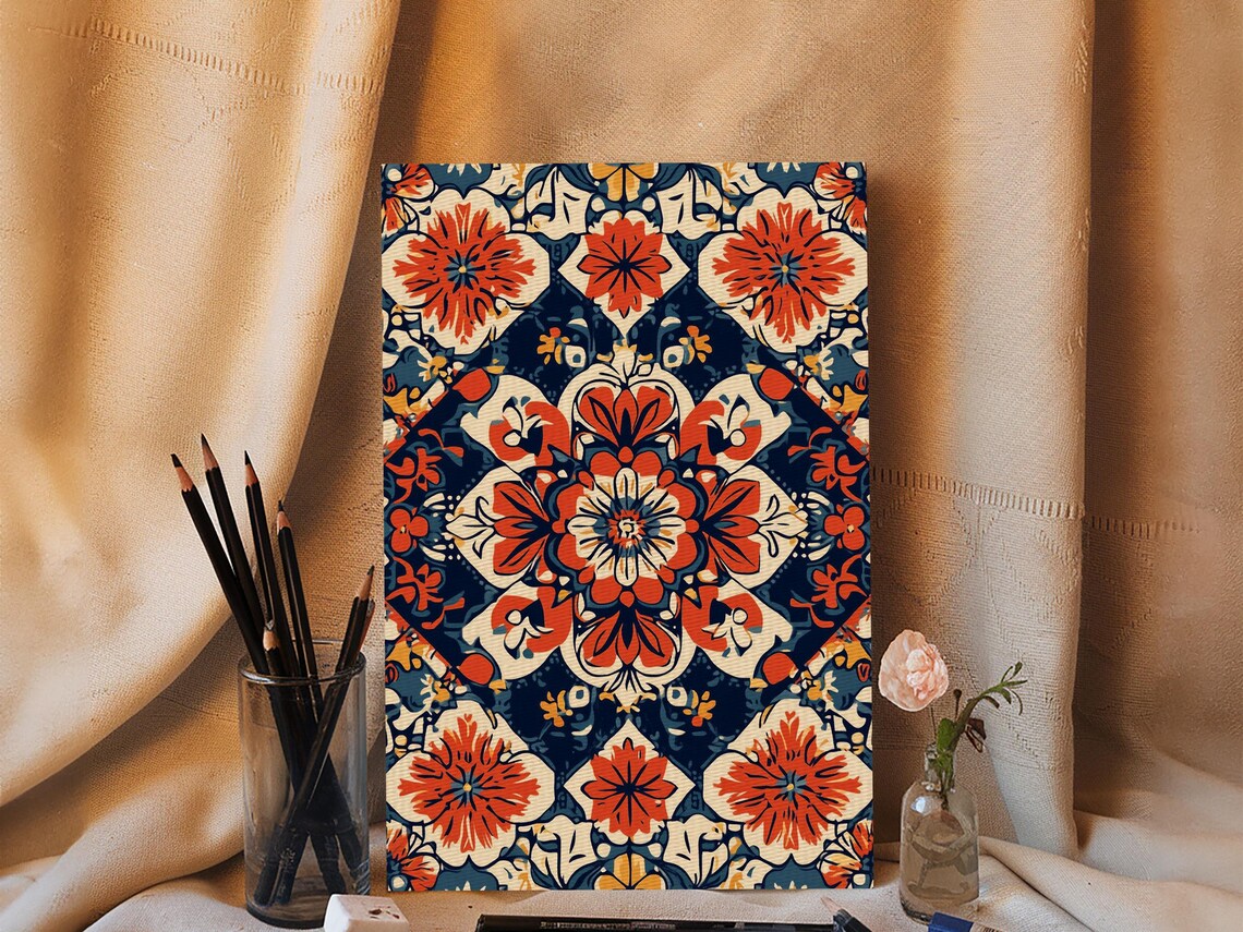 Floral Mexican Tile Pattern Art Print, Southwestern Style - Image 5