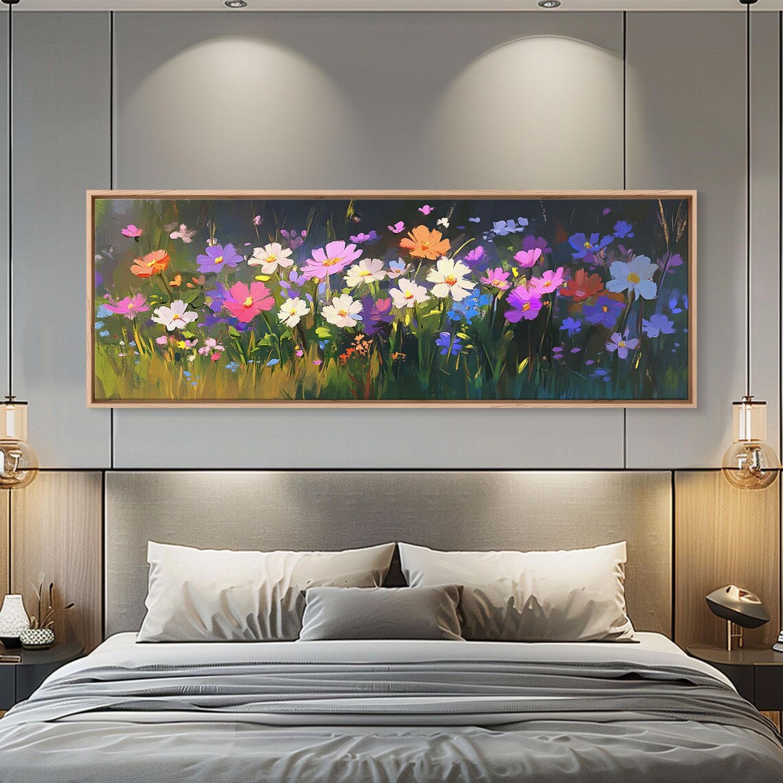 Colorful Cosmos Wildflower Meadow Bloom Oil Painting Art Poster