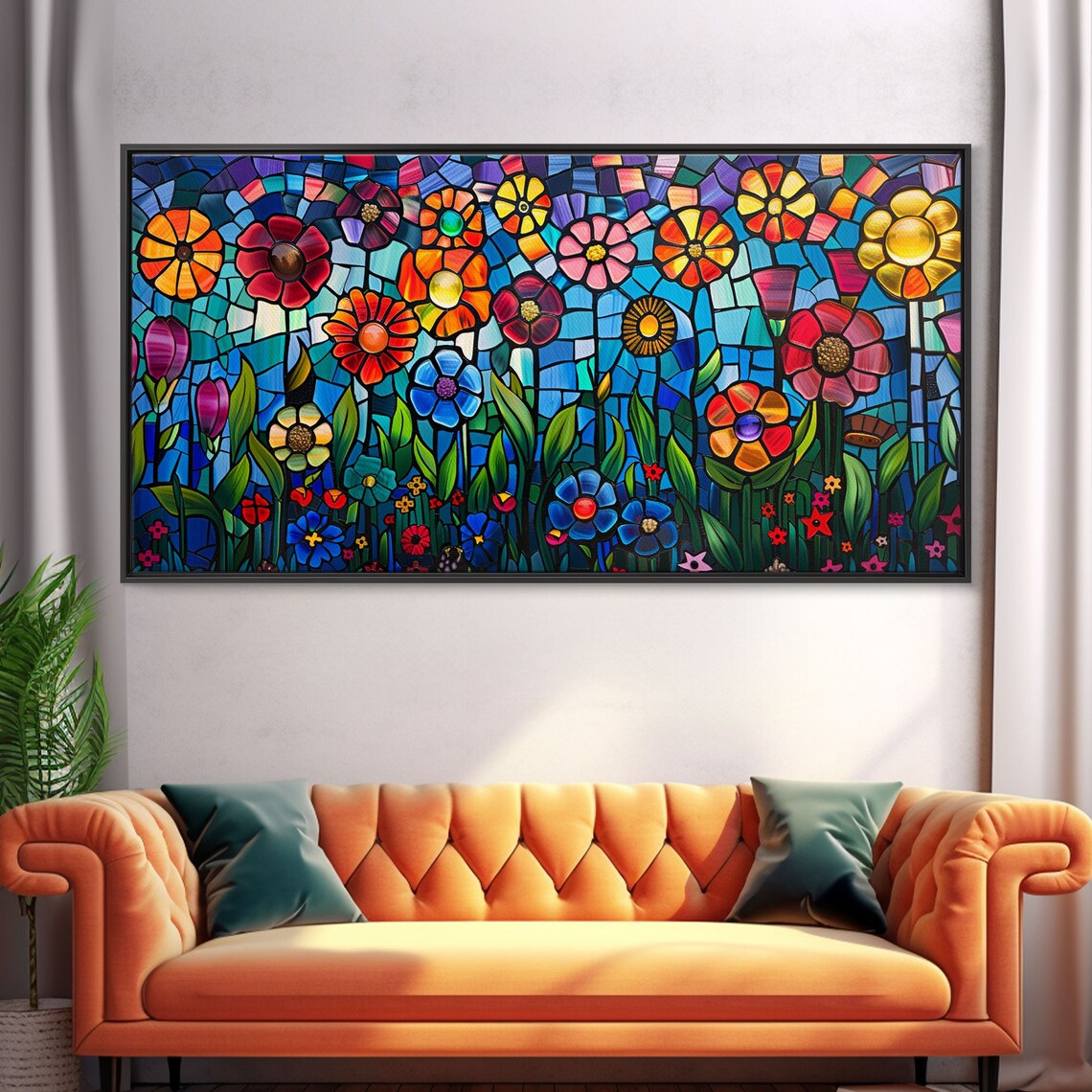Springtime Flowers, Stained Glass Style Poster Print - Image 5