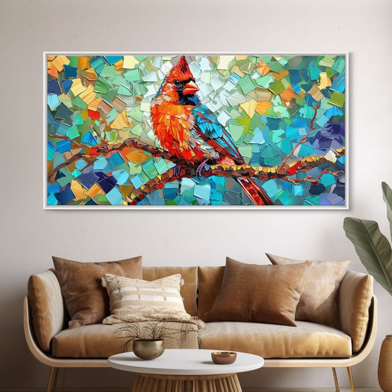 Framed Print Of A Cardinal Stained Glass Style Cardinal Mothers Day Gift Bereavement Gift Cardinal Memorial Ornament Wall Art