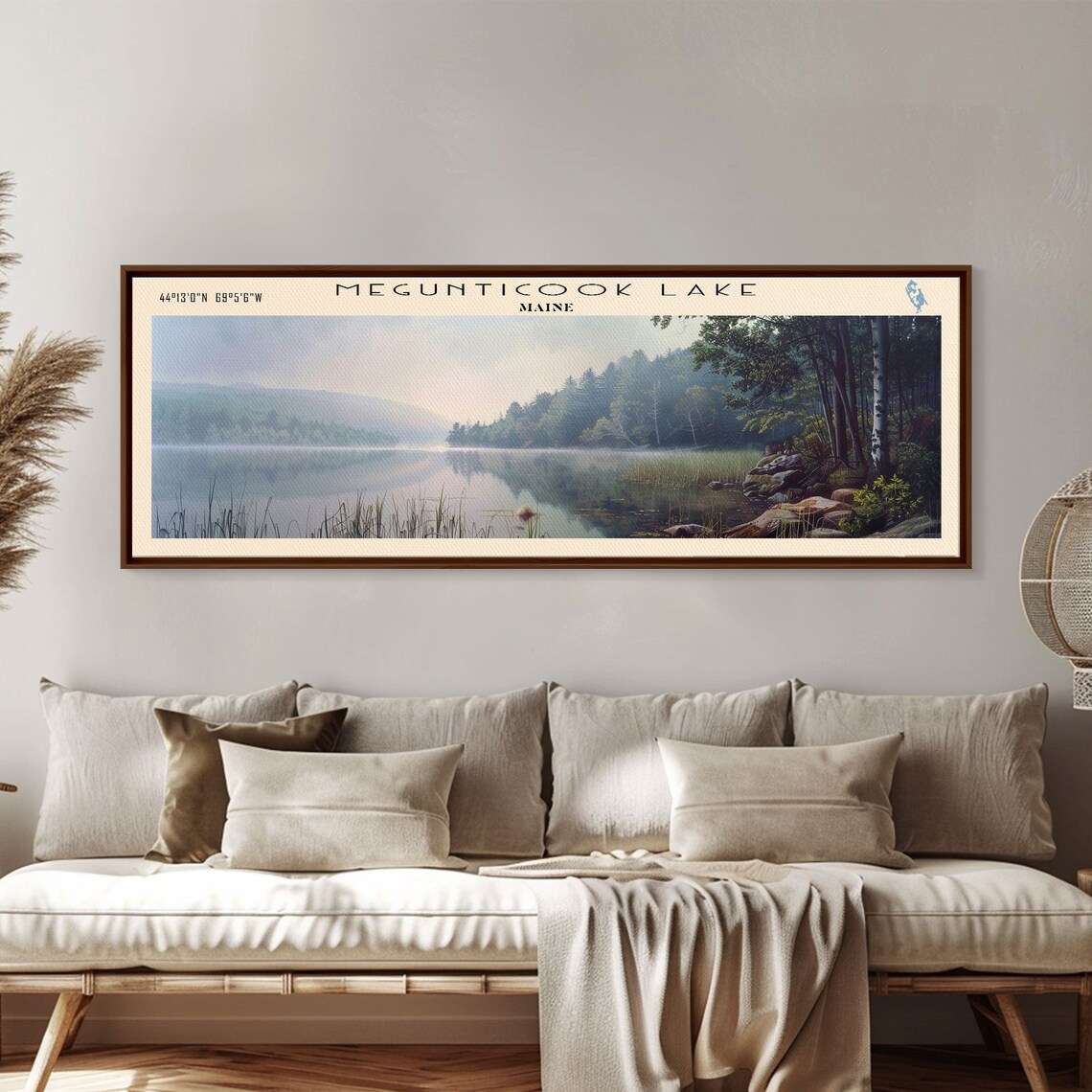 Megunticook Lake Maine Misty Morning Pine Birch Shoreline Lake Poster - Image 3