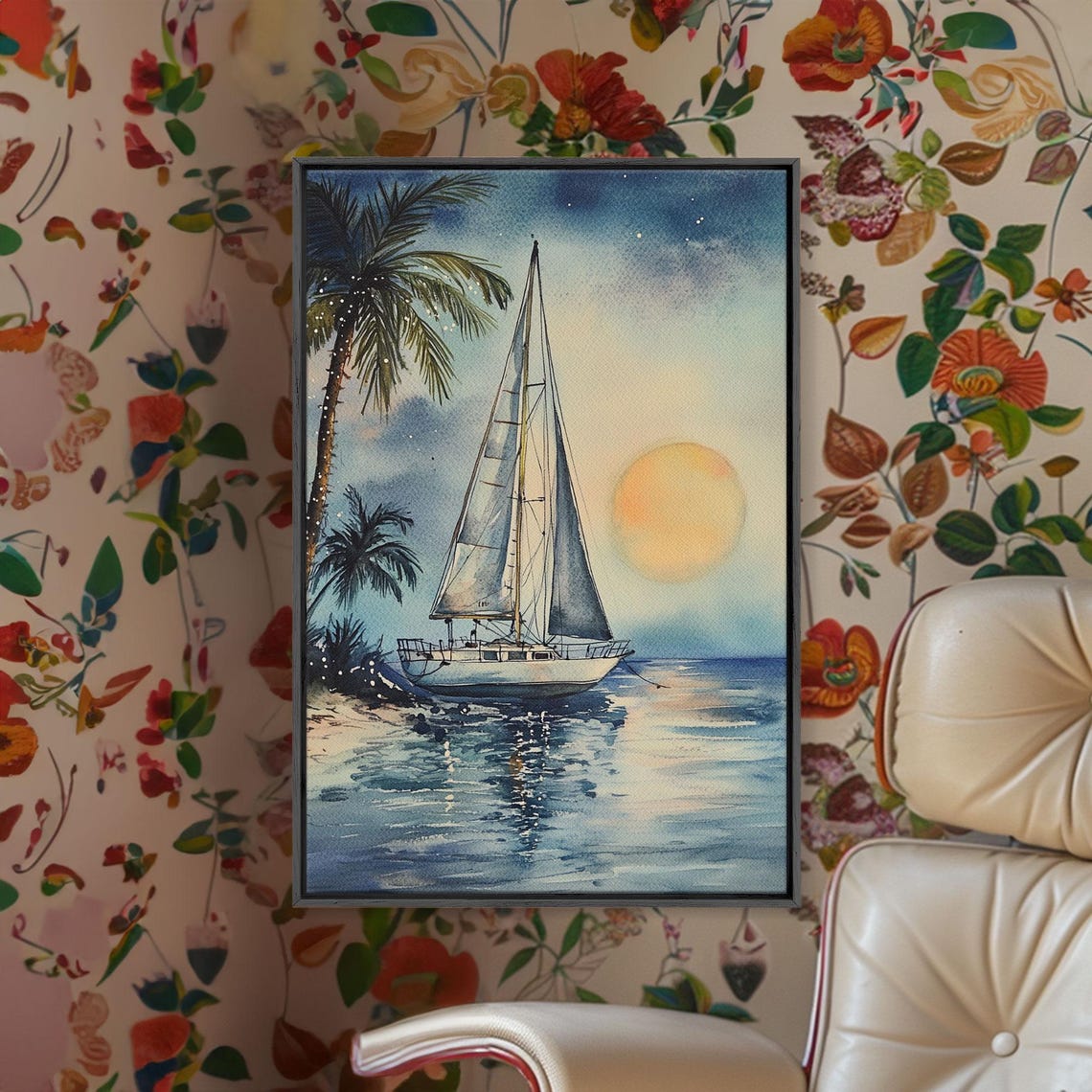 Sailboats In The Winter Lake House Decor Colorful Christmas Wall Art Winter Decor Holiday Art Holiday Decor Christmas Handmade Art - Image 3