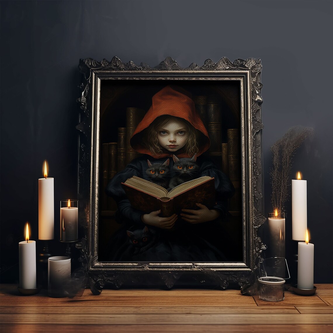 Little Witch and Her Familiars, Gothic Art Print - Image 5