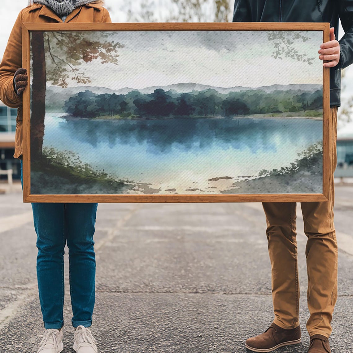 Blue Lake Art Framed Print Blue Lake Painting Lake House Decor Guest Room Landscape Painting Wallowa Lake Painting - Image 3