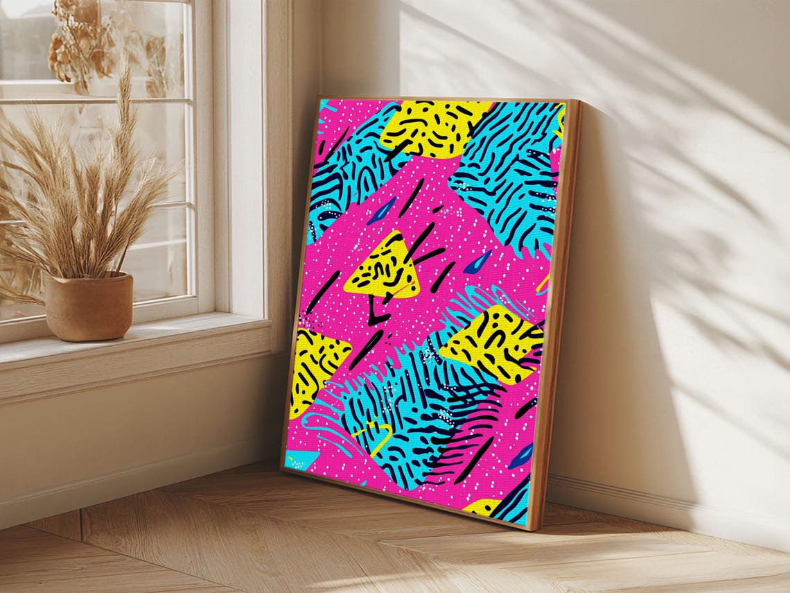 Retro 90s Hot Pink Memphis Pattern Abstract Bold Wall Art Poster - Image 5