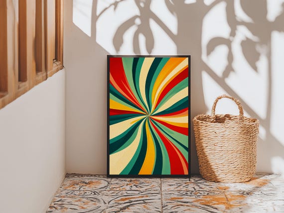 Mcm Wall Art Framed Print Colorful Boho Style Wall Art Mid Century Modern Wall Art Retro 1950s Style Geometric Abstract Art