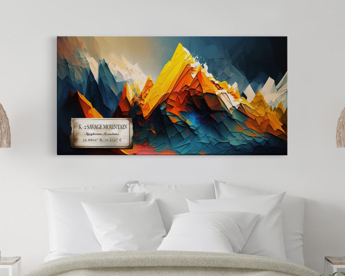 K 2 Savage Mountain Framed Wall Art Travel Poster Travel Art Mountain Painting Print - Image 2