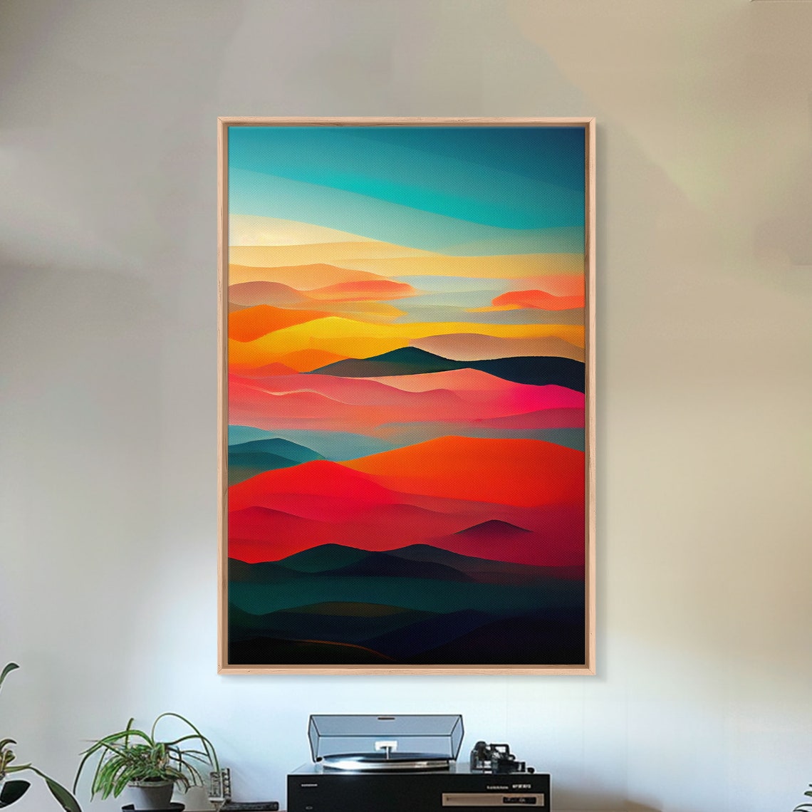 Art Deco Print Midcentury Modern Sunset And Clouds Unique Wall Art - Image 4