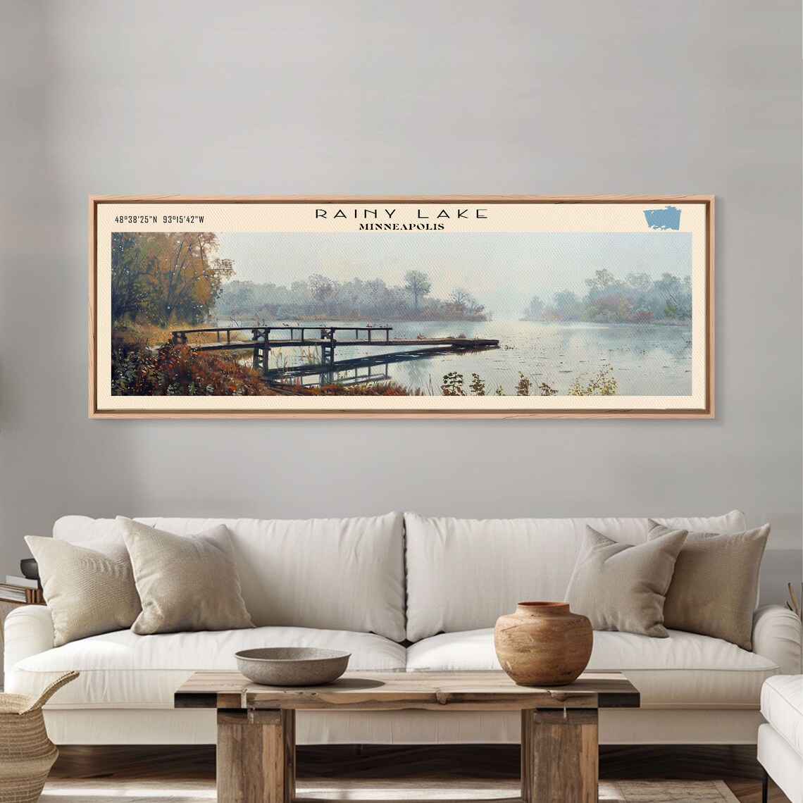Rainy Lake Minneapolis Wooden Dock Misty Morning Water Travel Poster - Image 3