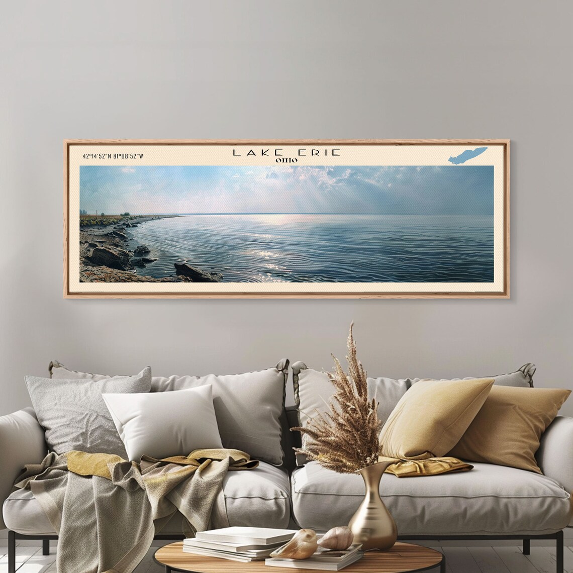 Lake Erie Travel Poster, Lake House Landscape Art