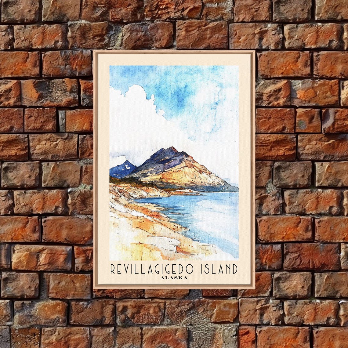 Revillagigedo Island Alaska Rugged Mountain Bay Watercolor Poster - Image 5