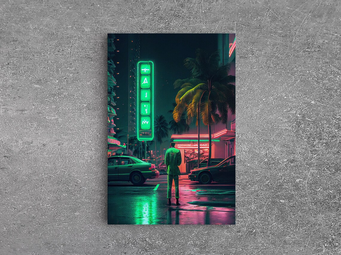 Neon Tokyo Streets, 80s Retro Style Travel Poster