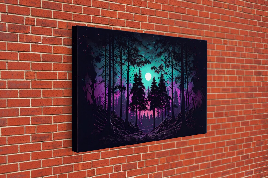 Fantasy Forest Art Print, Full Moon Through Trees - Image 3
