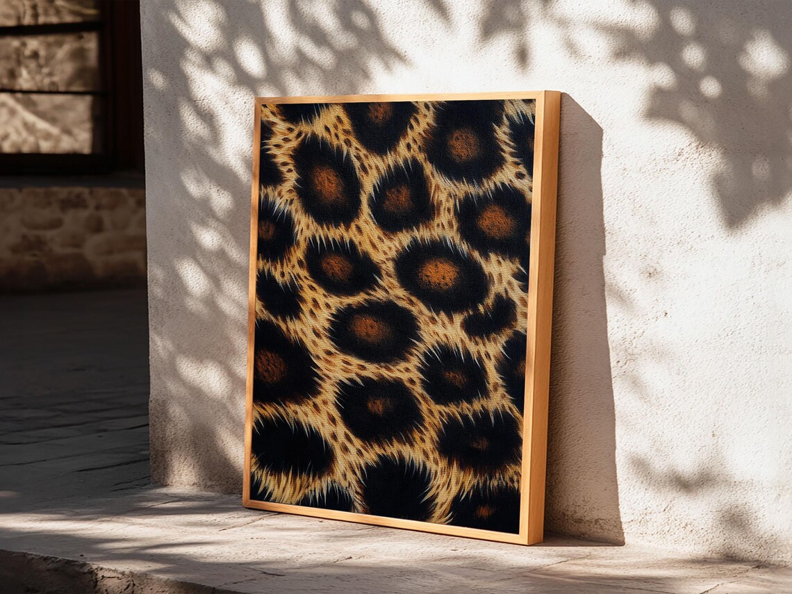 Leopard Print Fur Spots Pattern Tall Rustic Animal Farmhouse Decor Wall Art Print - Image 3