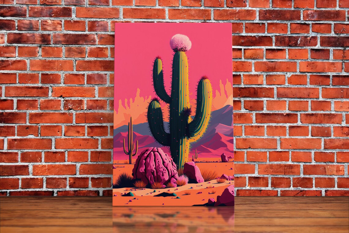Mexico Cactus Synthwave Art Print, Southwest Decor - Image 5