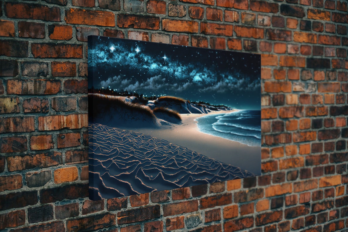 Starry Night Beach Milky Way Sand Dunes Moonlit Ocean Waves Poster - Image 5