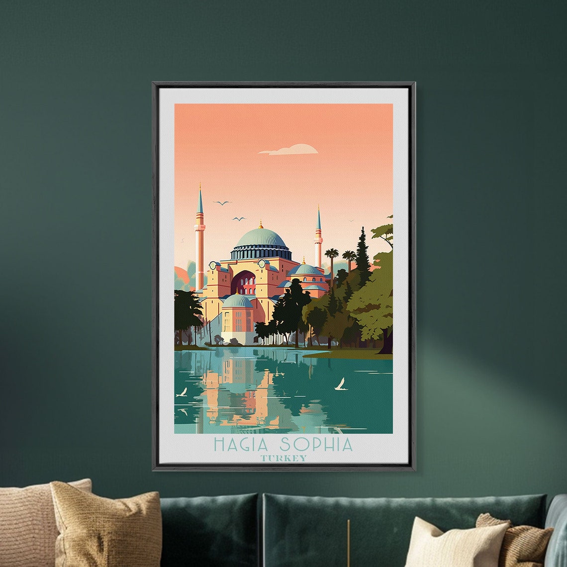 Hagia Sophia Turkey Sunset Mosque Reflection Water View Poster - Image 6