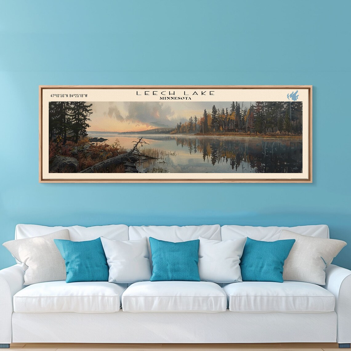 Leech Lake Travel Poster, Lake House Wall Art Print