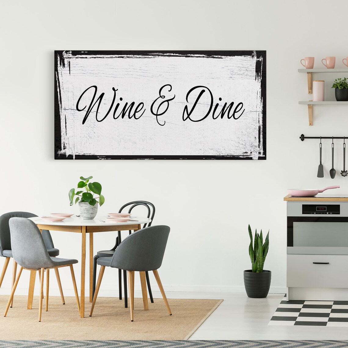 Wine And Dine Sign, Kitchen Wall Art Print - Image 5