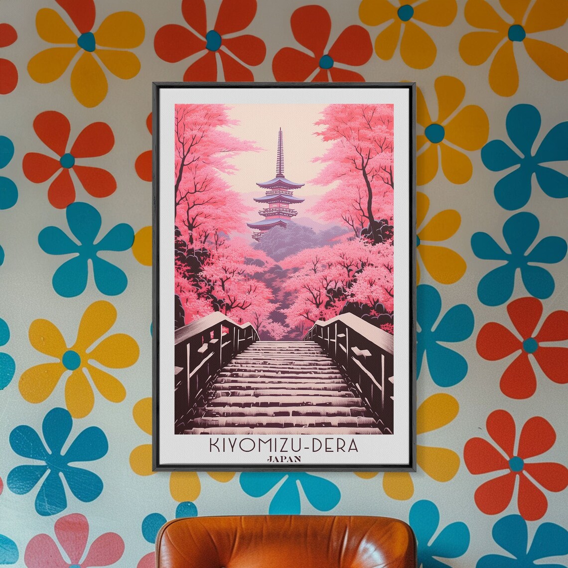 Kiyomizu-dera Japan Cherry Blossom Temple Pagoda Spring Travel Poster - Image 2