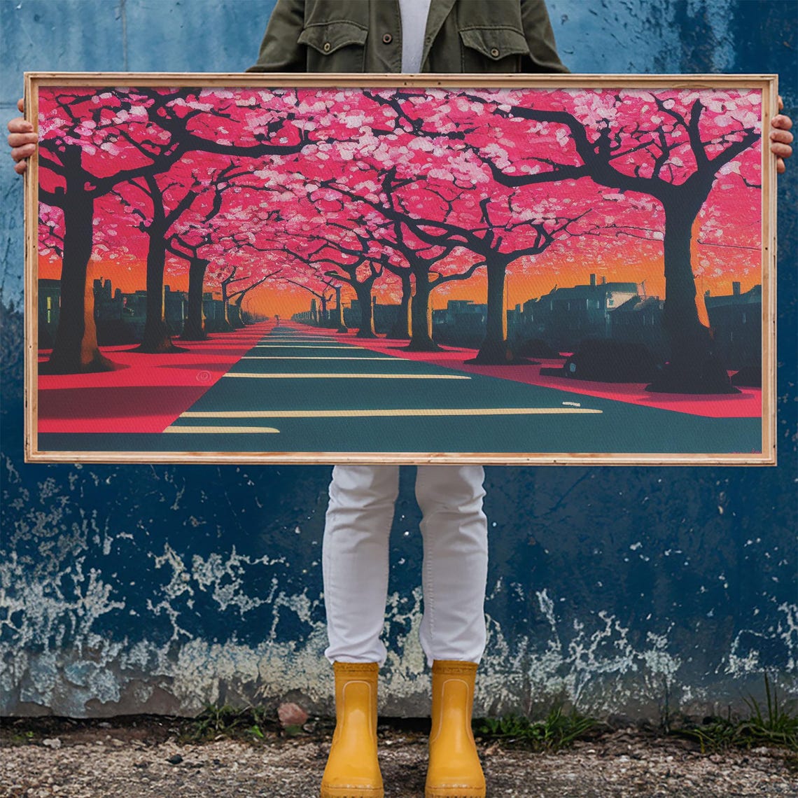 Cherry Blossom Lined Street Pop Art Pink Trees Blooming Avenue Poster - Image 6