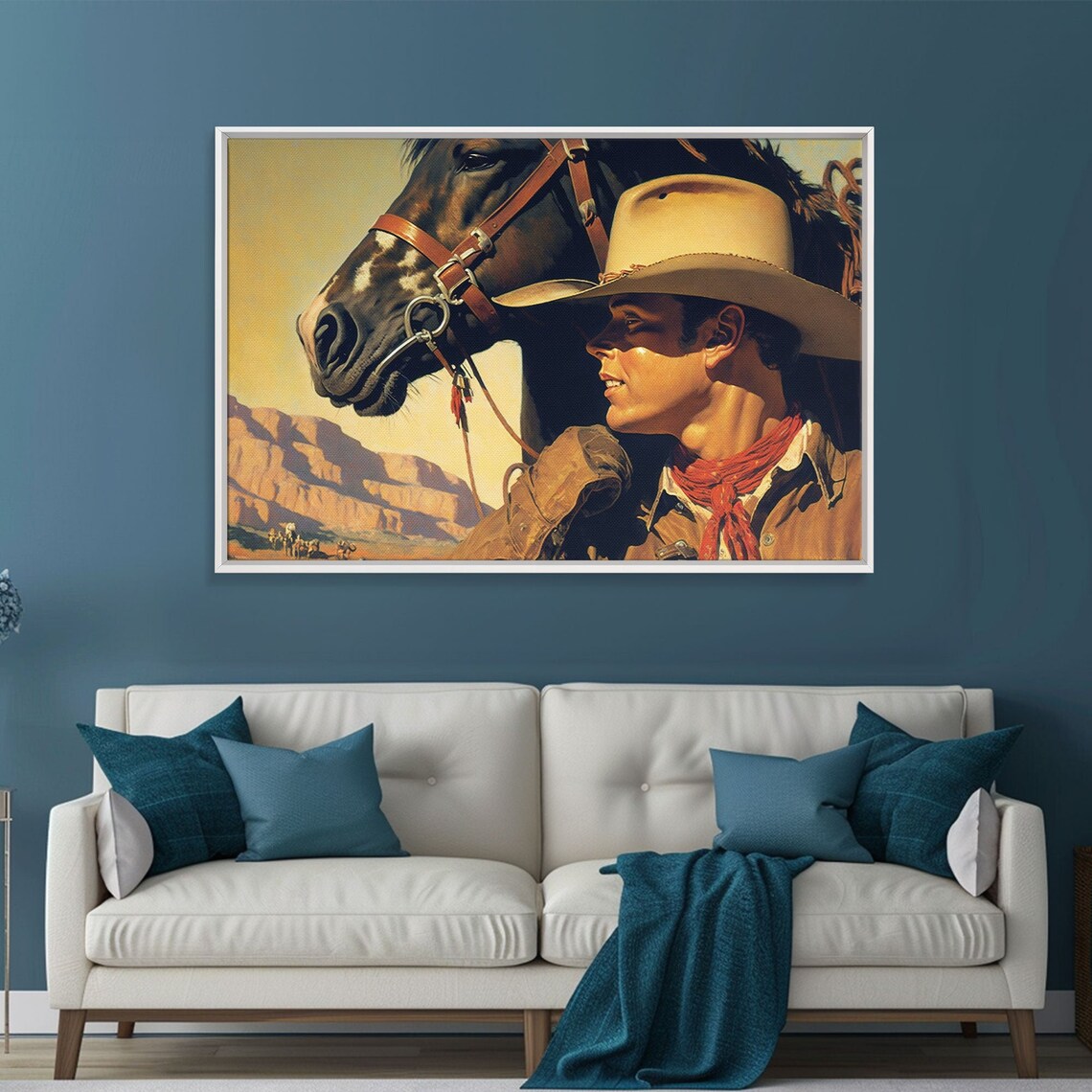 Young Cowboy With Horse Desert Canyon Vintage Western Poster - Image 6