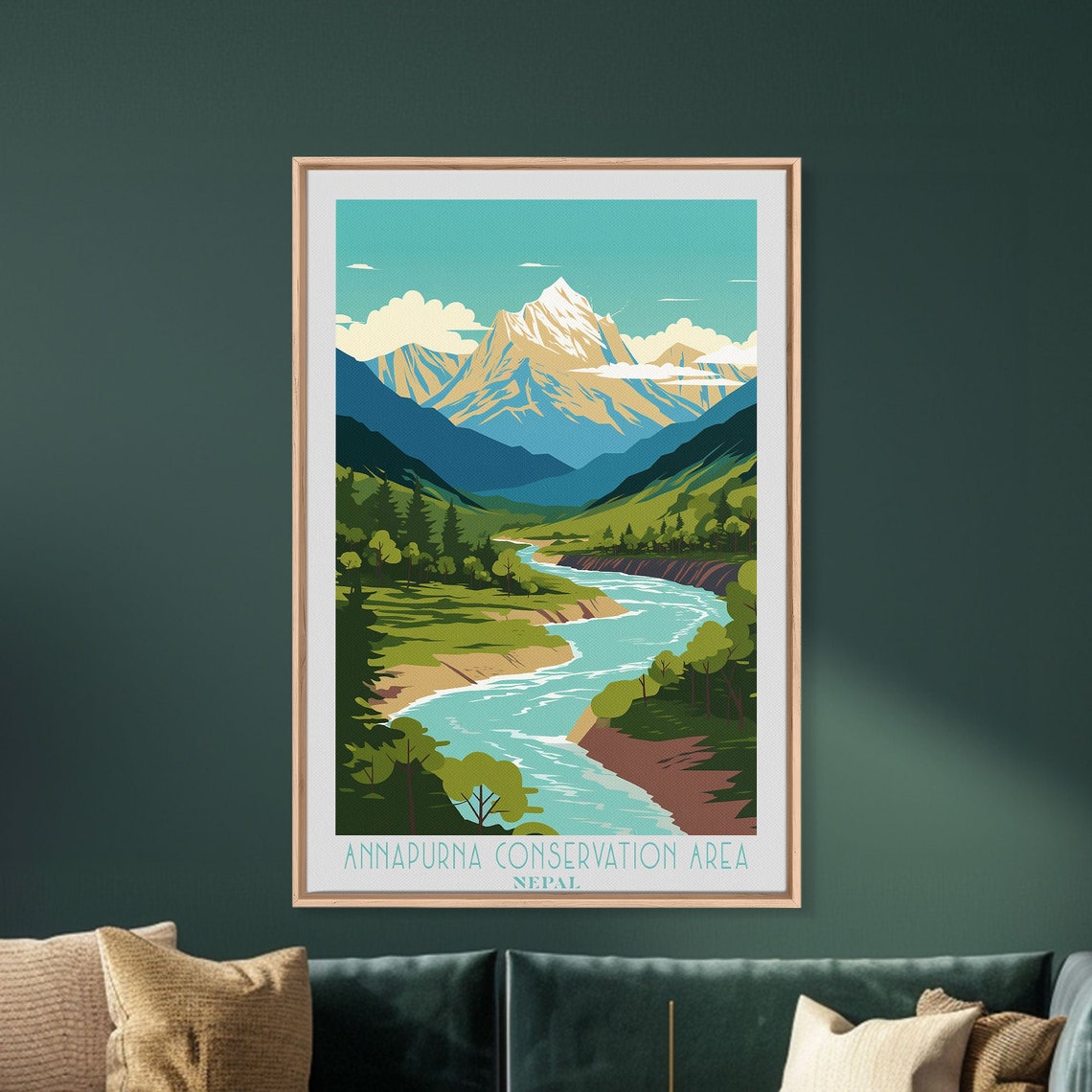 Annapurna Conservation Area Nepal Snowy Peak River Valley Poster - Image 4