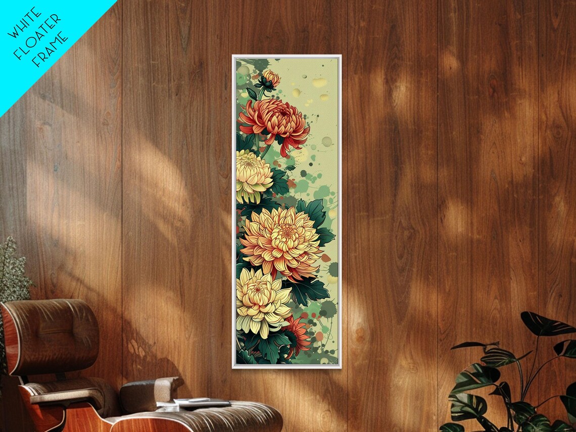 Elegant Chrysanthemums Soft Pastel Light Green Floral Art Print - Image 5