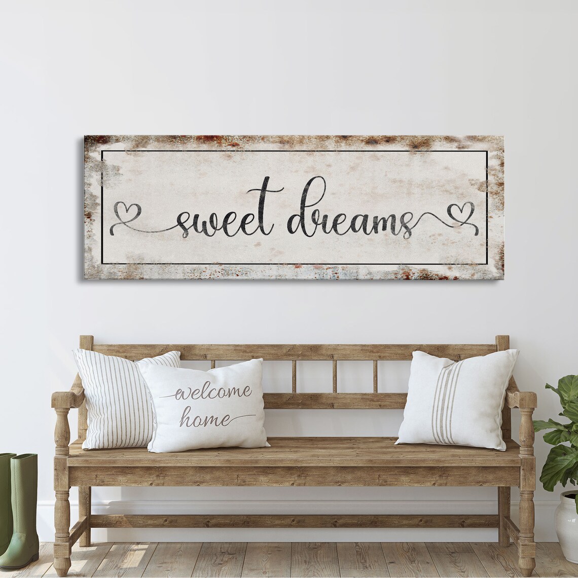 Sweet Dreams Bedroom Wall Decor, Distressed Art Print - Image 2