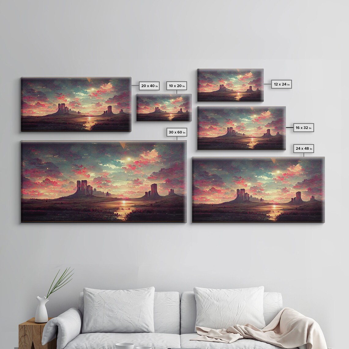 Mountain Sunset Synthwave Landscape Art Print - Image 3