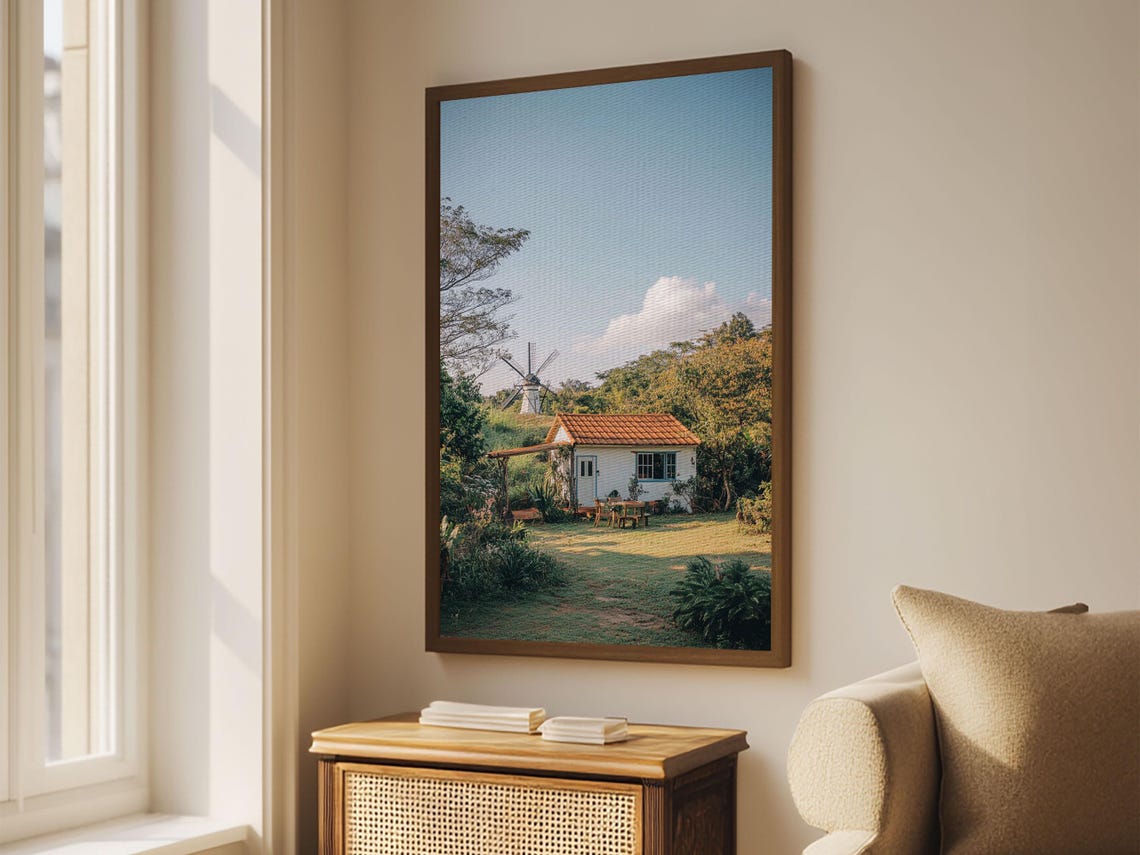Cozy Cottage Windmill Sunny Garden Country Escape Travel Poster - Image 6